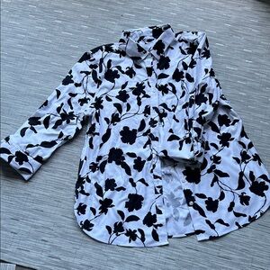 Chico's Black and White Floral Button Down Shirt